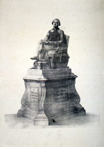 Monument commémoratif dédié à Gresset, représenté sur son fauteuil de membre de l'académie d'Amiens