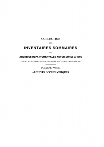 Série G - archives clergé séculier - inventaire sommaire 1G à 3G