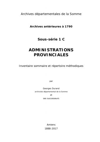 Sous-série 1 C - Administrations provinciales